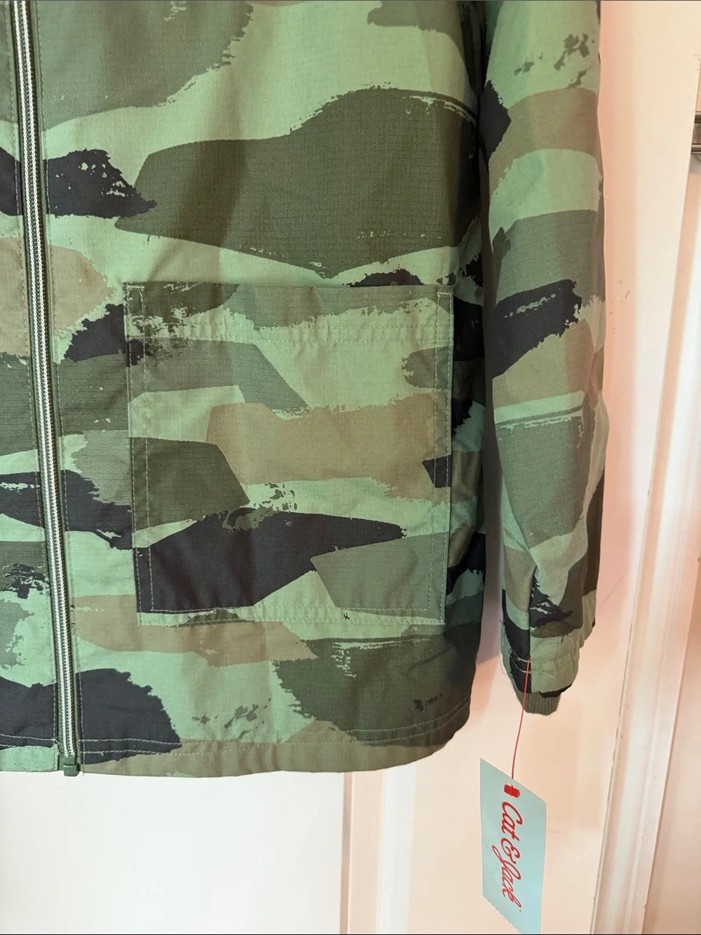 Cat & Jack Green Camo Hooded Raincoat